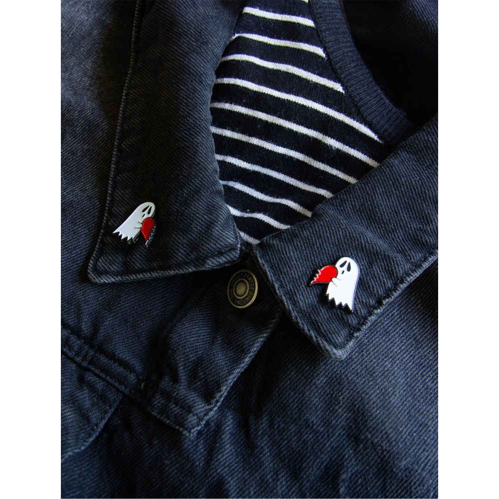 Ectogasm - Ghost Heart Halloween Pin - Multicolours